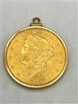 1893-S Liberty Twenty Dollar $20 Gold Double Eagle Coin Pendant