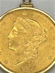 1893-S Liberty Twenty Dollar $20 Gold Double Eagle Coin Pendant