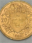 1930 Switzerland 20 Francs KM# 35.1 Gold Coin