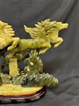Carved Jadeite Glass Sculpture Stampeding Horses