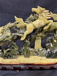 Carved Jadeite Glass Sculpture Stampeding Horses