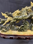 Carved Jadeite Glass Sculpture Stampeding Horses