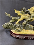 Carved Jadeite Glass Sculpture Stampeding Horses