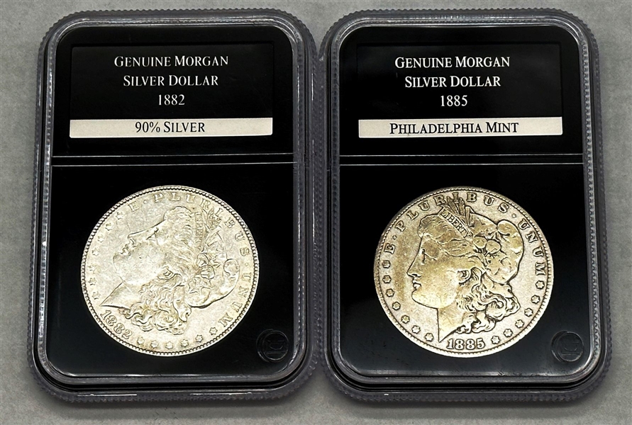 (2) Morgan Silver Dollars PCS Stamps & Coins