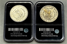 (2) Morgan Silver Dollars PCS Stamps & Coins