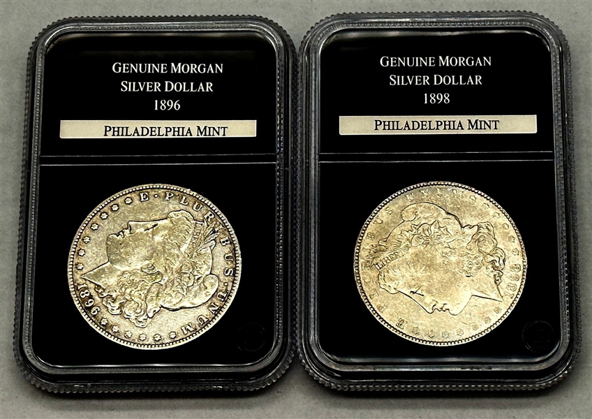 (2) Morgan Silver Dollars PCS Stamps & Coins
