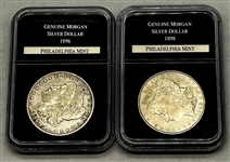 (2) Morgan Silver Dollars PCS Stamps & Coins