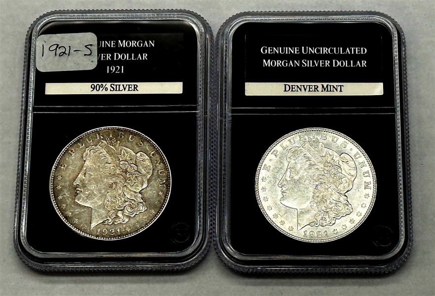(2) Morgan Silver Dollars PCS Stamps & Coins