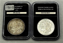 (2) Morgan Silver Dollars PCS Stamps & Coins