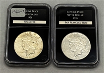 (2) Peace Silver Dollars PCS Stamps & Coins
