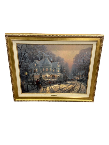 Thomas Kinkade "A Holiday Gathering" Signed and Numbered on Canvas