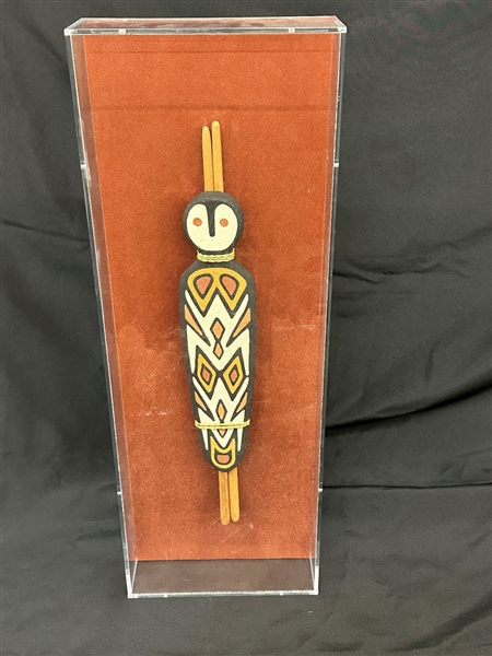 Aboriginal Firestarter Ochre & Charcoal on Timber by M. Anning (Boiyool)