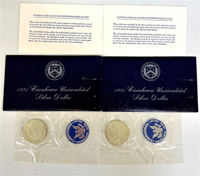 (2) 1971-S Eisenhower Uncirculated Silver Dollars