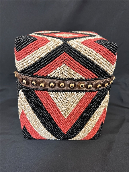 Aboriginal Australian Beaded Lidded Basket