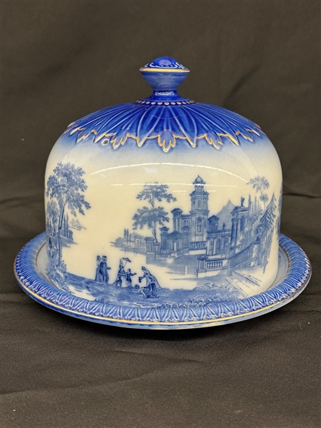 Staffordshire Serving Cake Platter Flow Blue Blakeney