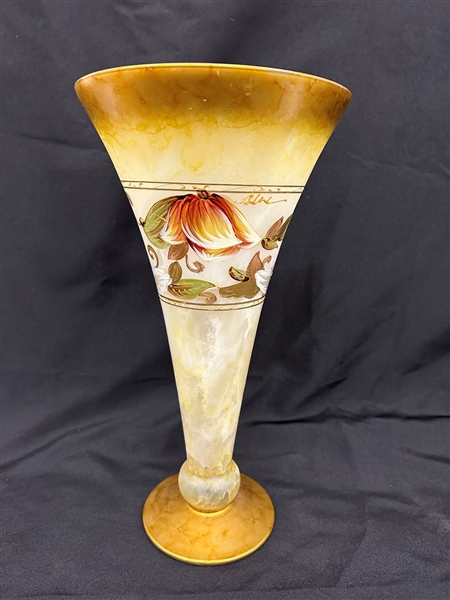 Italian Glass Hand Painted Gipar Vase