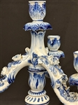 Blue and White Meissen Royal Copenhagen Style Porcelain Candelabra
