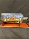 (2) Hand Made Painted Ships in Bottles on Stands