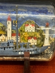 (2) Hand Made Painted Ships in Bottles on Stands