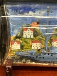 (2) Hand Made Painted Ships in Bottles on Stands