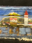 (2) Hand Made Painted Ships in Bottles on Stands