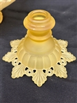 Westmoreland Yellow Frosted Console Bowl and Candle Sticks