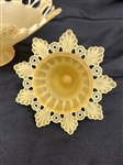 Westmoreland Yellow Frosted Console Bowl and Candle Sticks