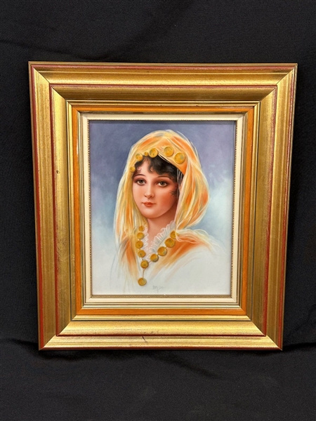 Hand Painted Framed Portrait Porcelain Tile