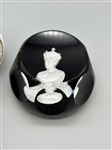 (1) Saint Louis Crissal Overlay Sulphide Paperweight Pope John Paul II, (3) Others