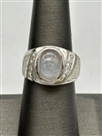 14k White Gold Topaz Cabochon Diamond Ring