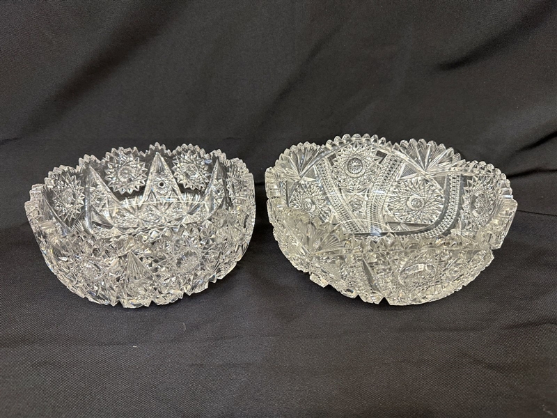 (2) American Brilliant Pattern Cut Glass Bowls