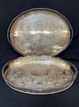(2) Large Silver Plate Serving Trays Sheffield England, Viners