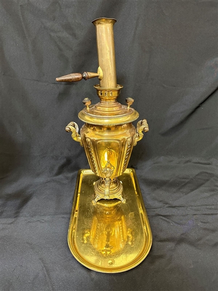 Brass Russian Samovar with Under Tray Hallmarked