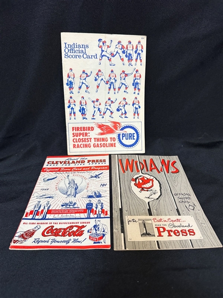 (3) Cleveland Indians Scorecards 1944, 1951, 1967