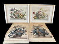 (4) Jean Monnoyer Baptiste (French 1636-1699) Hand Tinted Floral Engravings