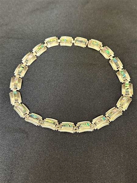Mexican Sterling Silver and Mother of Pearl Choker 