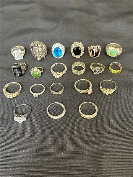(20) Sterling Silver Rings Some With Stones 
