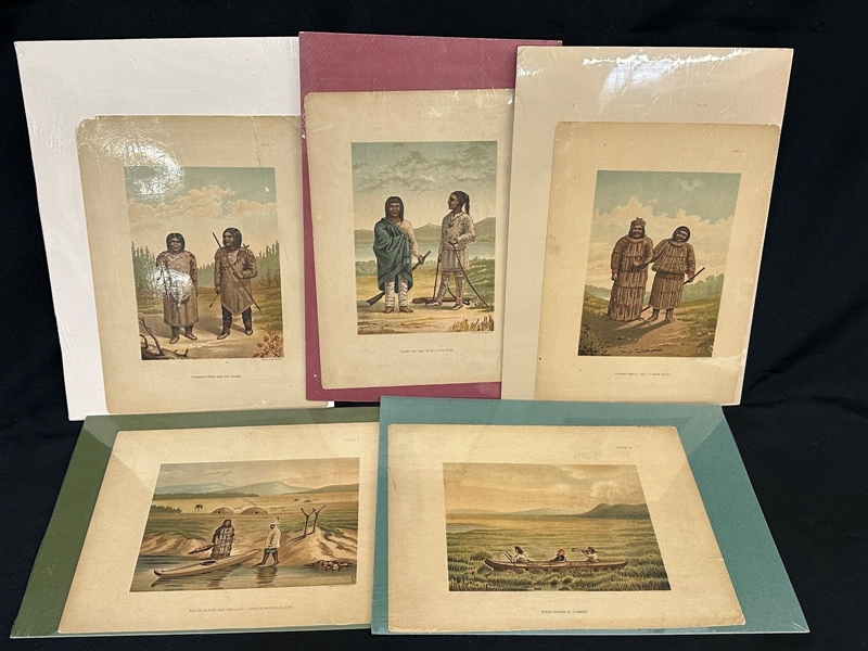 (5) 1880s Chromolithographs Eskimos/Inuit Families