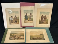(5) 1880s Chromolithographs Eskimos/Inuit Families