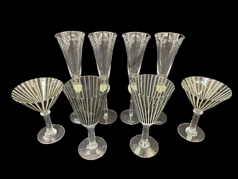 (8) Champagne, Martini, Wine Glasses