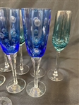 (12) Colored Champagne Glasses