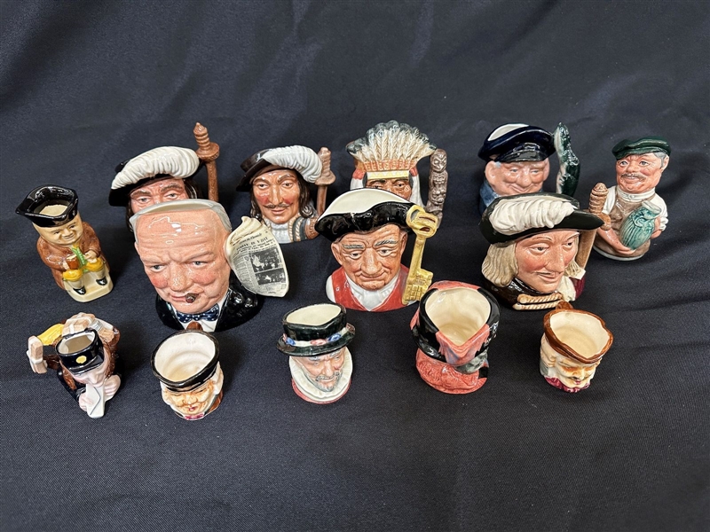 Group of Small Royal Doulton, Masons, Woods, Japan Miniature Character Mugs