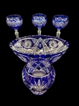 Group of Cobalt Cut to Clear Glassware