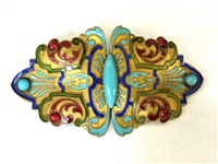 Enameled Art Nouveau Large Brooch