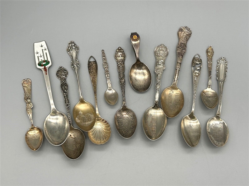 (13) Sterling Silver Souvenir Spoons