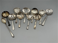 (11) Sterling Silver Flatware Tea Strainers and Special Spoons