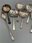 (11) Sterling Silver Flatware Tea Strainers and Special Spoons