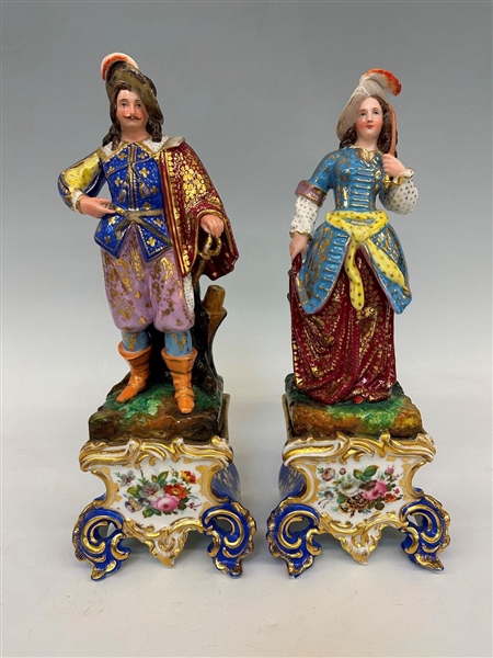 Pair of 19th Century Paris Figural Porcelain Scent Bottles