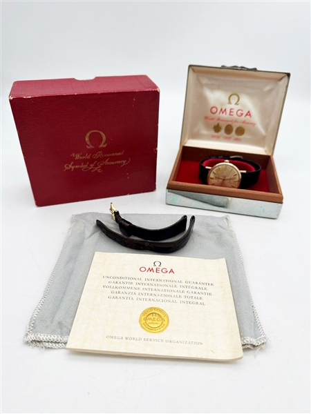 1960s 14k Gold Omega Seamaster With Original Box and Paperwork