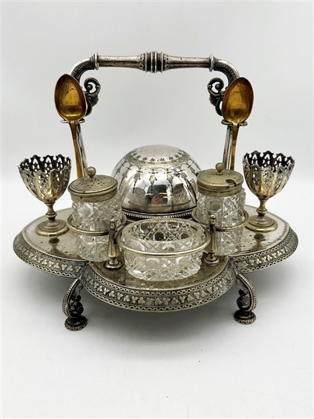 Victorian Quadruple Silver Plate Figural Breakfast Caddy